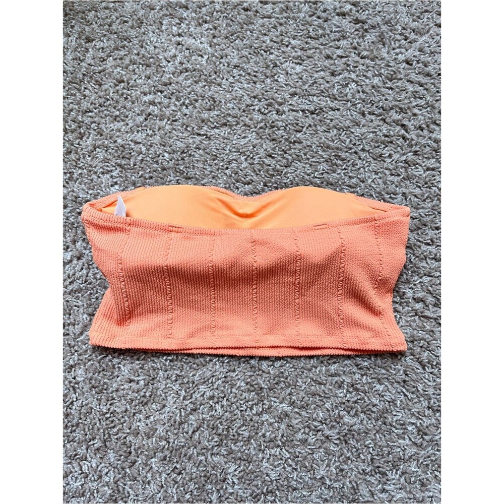 aerie Coral Textured Strapless Bikini Set - Picture 7 of 9